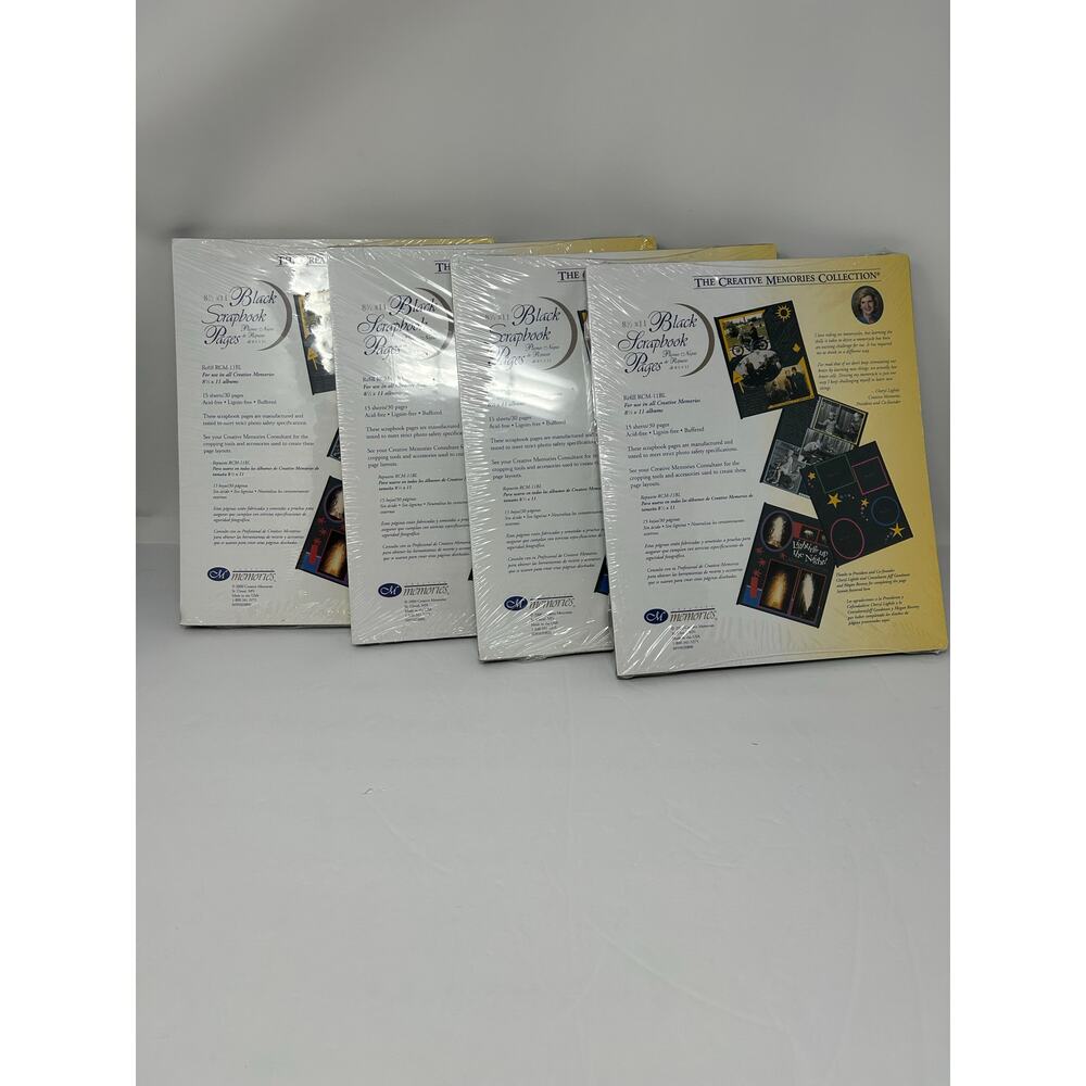 Lot 4 Creative Memories NIP Black Scrapbook Pages 8 1/2X11 Refills Scrapbooking - Picture 2 of 9
